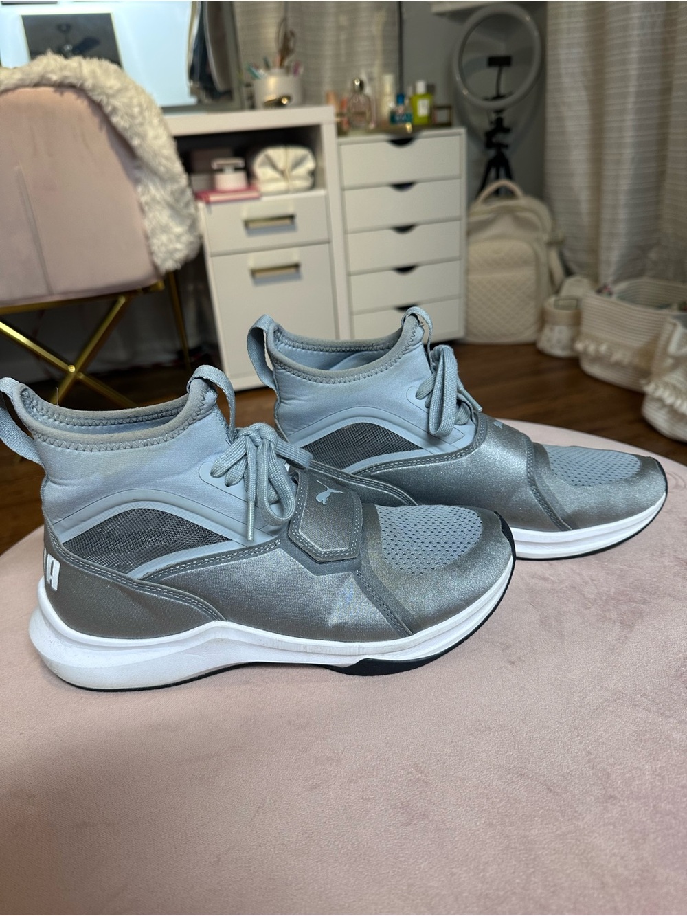 Light Gray Athletic High-Top Puma Sneakers